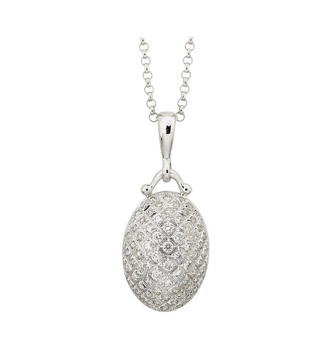 0.41 Ctw Diamond 14k White Gold Round Shape Womens Diamond Necklace Pendant With 16 Inch Chain