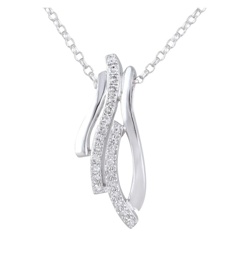 0.11 Ctw Diamond 14k White Gold Round Shape Womens Diamond Necklace Pendant With 16 Inch Chain