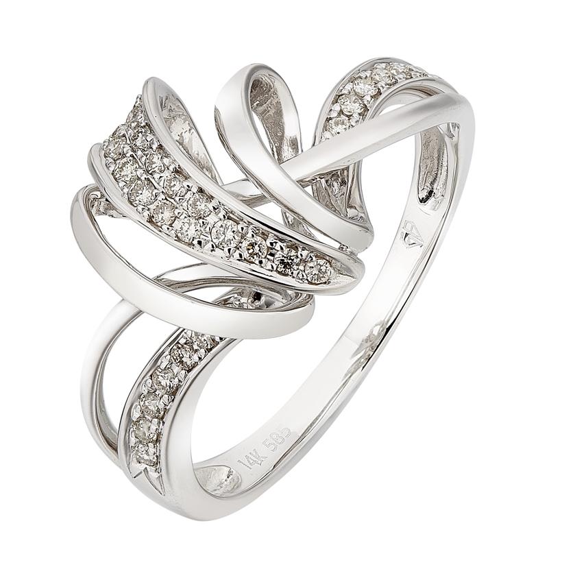 0.15 Ctw Diamond 14k White Gold Round Shape Womens Diamond Ring