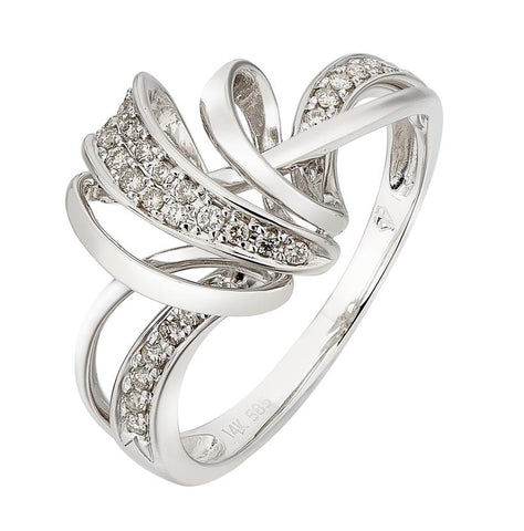0.15 Ctw Diamond 14k White Gold Round Shape Womens Diamond Ring