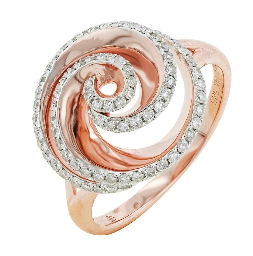 0.38 Ctw Diamond 14k Rose Gold Round Shape Womens Diamond Ring