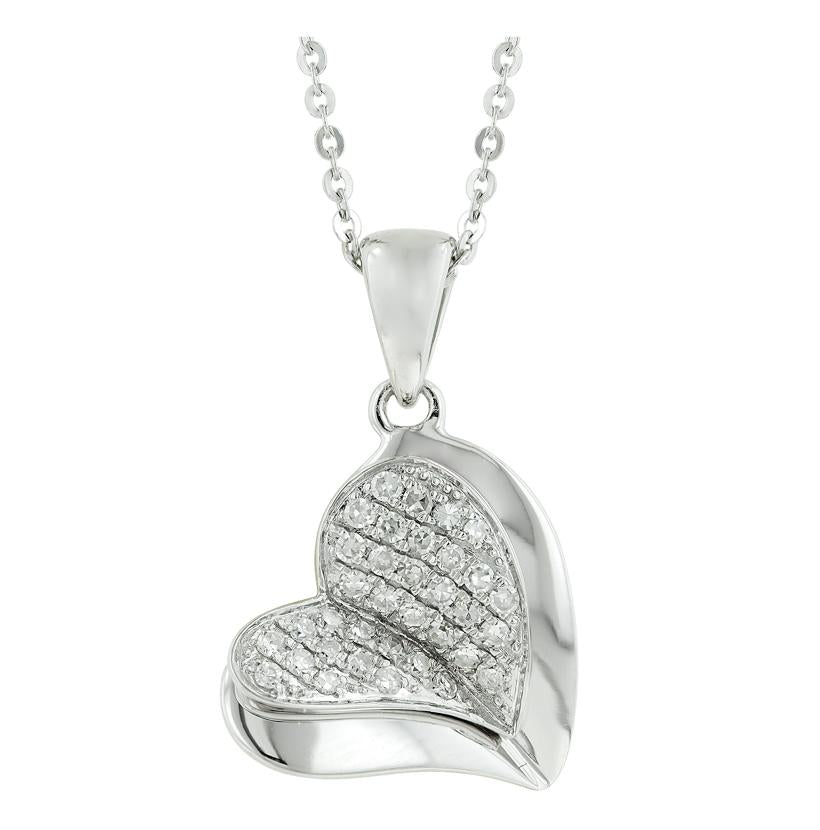 0.18 Ctw Diamond 14k White Gold Round Shape Womens Diamond Necklace Pendant With 16 Inch Chain