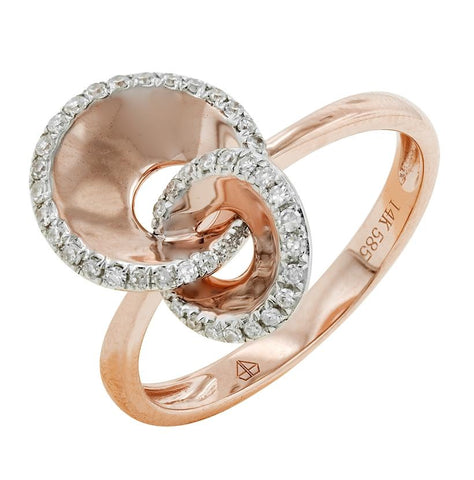 0.2 Ctw Diamond 14k Rose Gold Round Shape Womens Diamond Ring