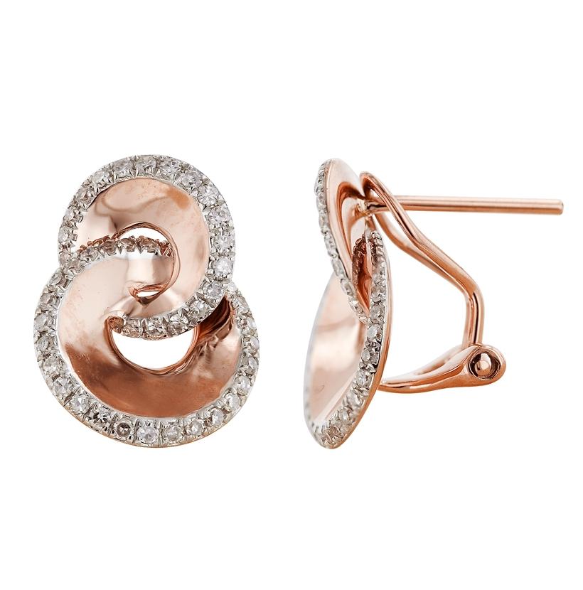 0.4 Ctw Diamond 14k Rose Gold Round Shape Womens Diamond Earrings