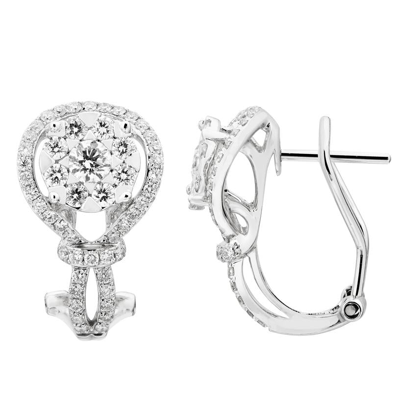 1.2 Ctw Diamond 18k White Gold Womens Diamond Earrings