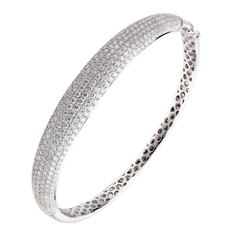 3.81 Ctw Diamond 14k White Gold Round Shape Womens Diamond Bangle Bracelet