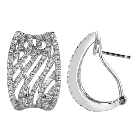 1.02 Ctw Diamond 18k White Gold Womens Diamond Earrings