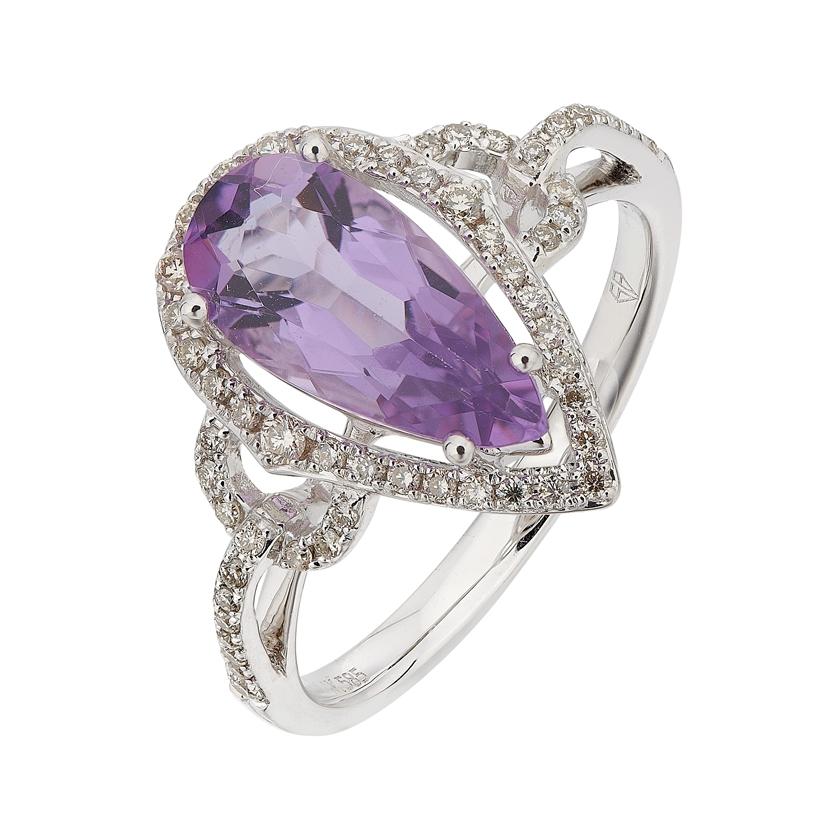 14k White Gold Womens Gemstone Ring