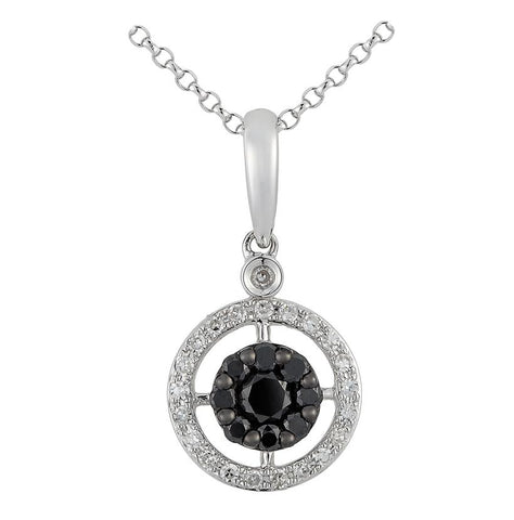 0.22 Ctw Diamond 14k White Gold Round Shape Womens Diamond Necklace Pendant With 16 Inch Chain