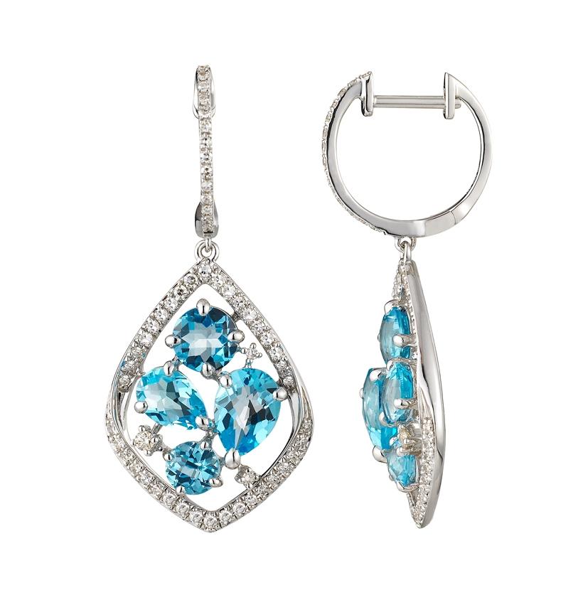 14k White Gold Womens Gemstone Earrings