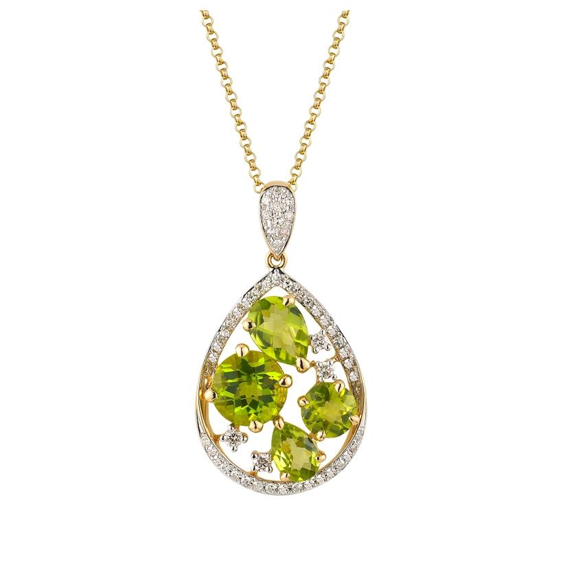 14k Yellow Gold Womens Gemstone Necklace Pendant With 16 Inch Chain