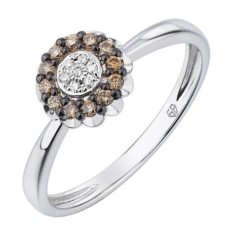 0.15 Ctw Diamond 14k White Gold Round Shape Womens Diamond Ring