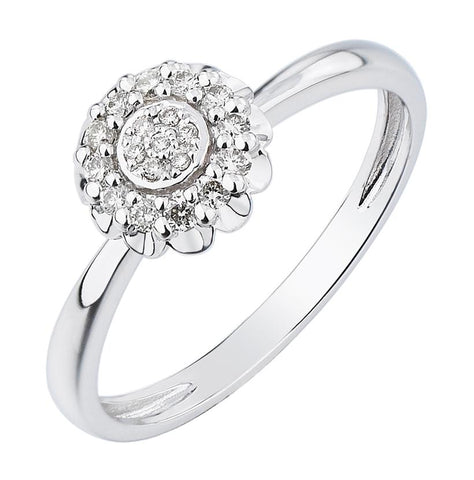 0.15 Ctw Diamond 14k White Gold Round Shape Womens Diamond Ring