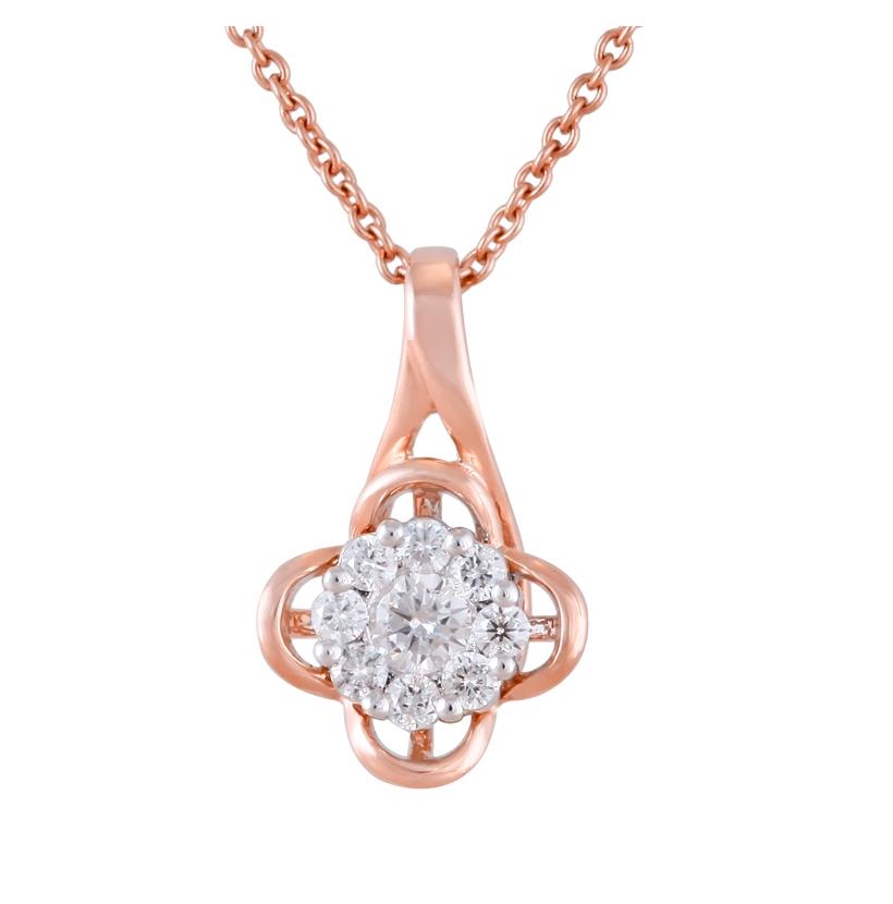 0.19 Ctw Diamond 14k Rose Gold Womens Diamond Necklace Pendant With 16 Inch Chain