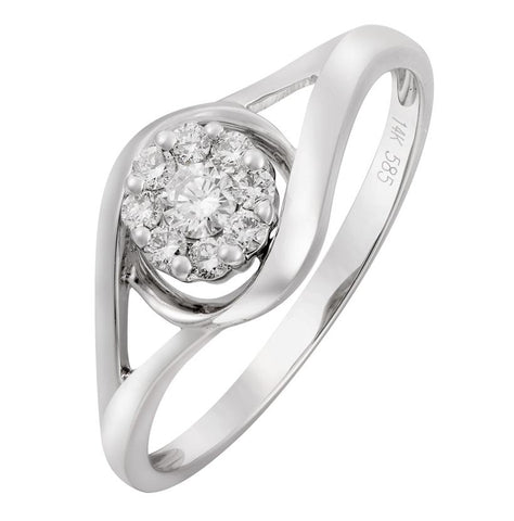 0.19 Ctw Diamond 14k White Gold Womens Diamond Ring