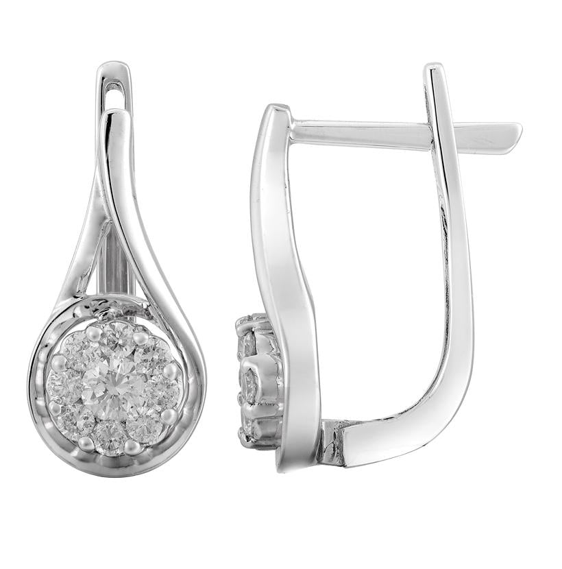 0.37 Ctw Diamond 14k White Gold Round Shape Womens Diamond Earrings