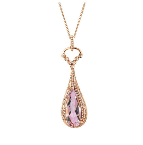 0.4 Ctw Diamond 14k Rose Gold Amethyst Round Shape Womens Gemstone Necklace Pendant With 16 Inch Chain