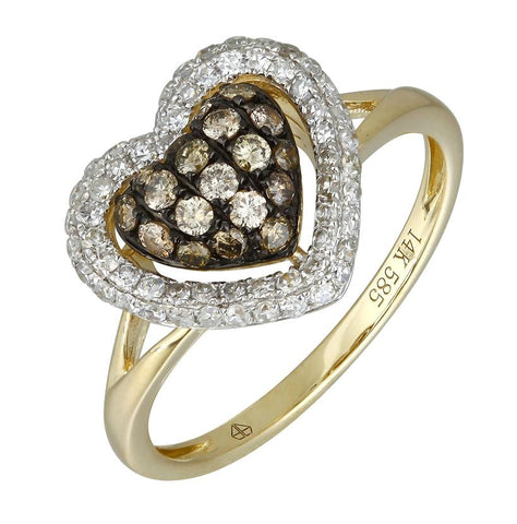 0.6 Ctw Diamond 14k Yellow Gold Round Shape Womens Diamond Ring