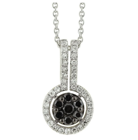 0.38 Ctw Diamond 14k White Gold Round Shape Womens Diamond Necklace Pendant With 16 Inch Chain