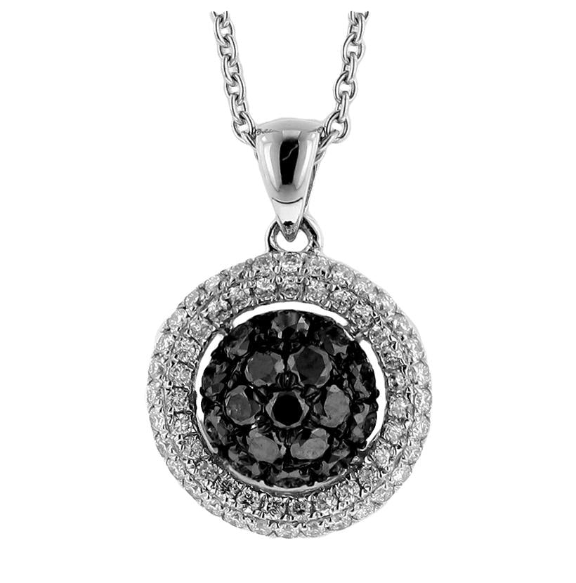 0.8 Ctw Diamond 18k White Gold Round Shape Womens Diamond Necklace Pendant With 16 Inch Chain