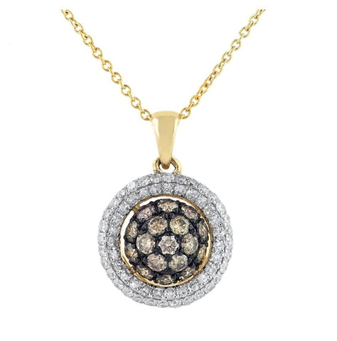 0.8 Ctw Diamond 14k Yellow Gold Round Shape Womens Diamond Necklace Pendant With 16 Inch Chain