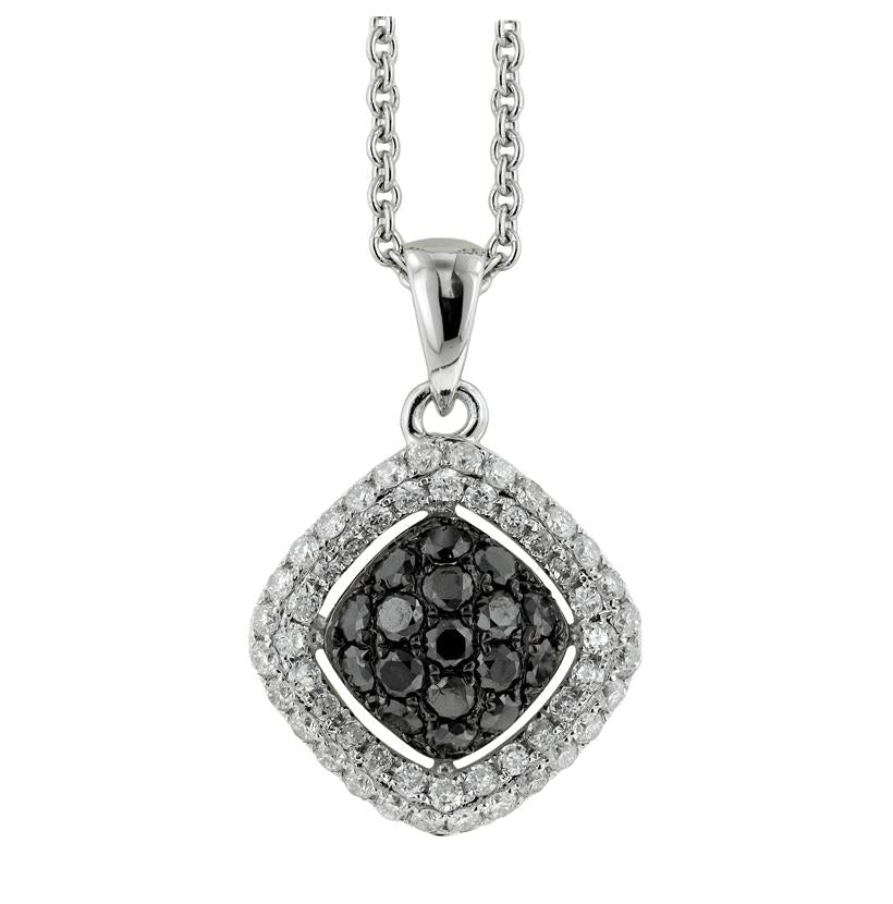 0.55 Ctw Diamond 14k White Gold Round Shape Womens Diamond Necklace Pendant With 16 Inch Chain