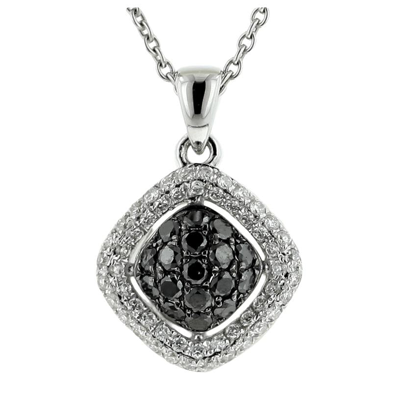 0.55 Ctw Diamond 18k White Gold Round Shape Womens Diamond Necklace Pendant With 16 Inch Chain