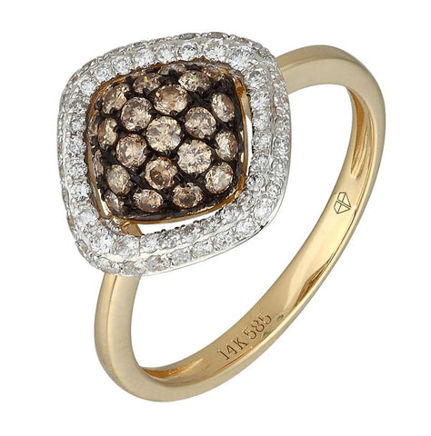 0.62 Ctw Diamond 14k Yellow Gold Round Shape Womens Diamond Ring