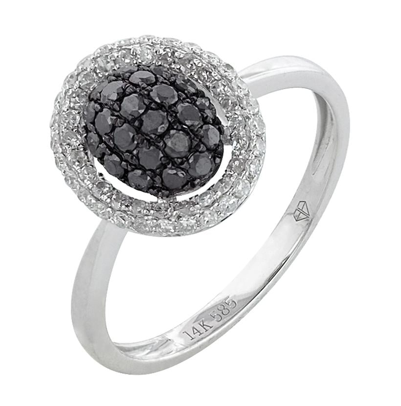 0.61 Ctw Diamond 14k White Gold Round Shape Womens Diamond Ring