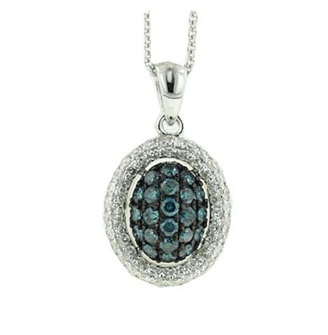 0.61 Ctw Diamond 14k White Gold Round Shape Womens Diamond Necklace Pendant With 16 Inch Chain