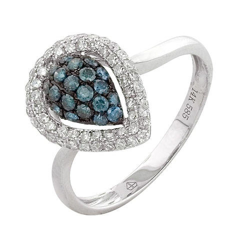 0.58 Ctw Diamond 14k White Gold Womens Diamond Ring