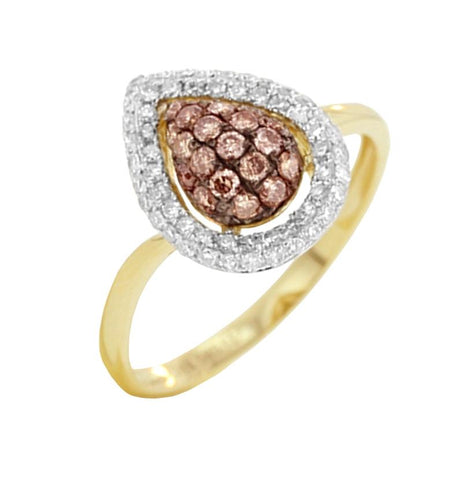 0.58 Ctw Diamond 14k Yellow Gold Round Shape Womens Diamond Ring