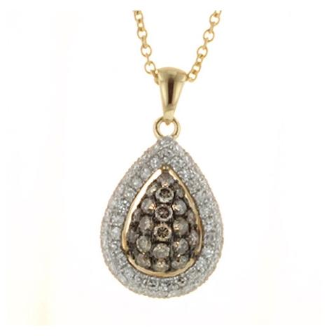 0.58 Ctw Diamond 14k Yellow Gold Round Shape Womens Diamond Necklace Pendant With 16 Inch Chain