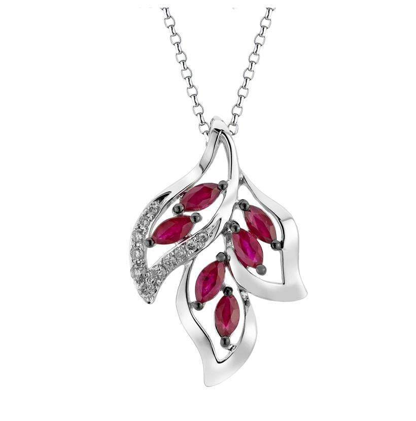 14k White Gold Womens Gemstone Necklace Pendant With 16 Inch Chain