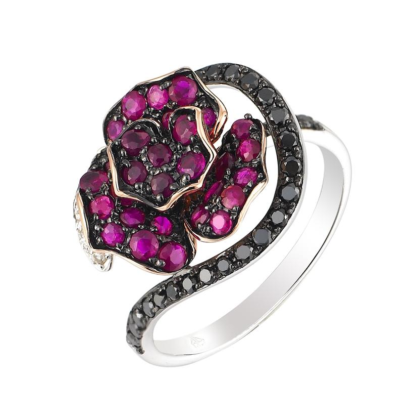 0.36 Ctw Diamond 14k Two Tone Gold Ruby Round Shape Womens Gemstone Ring