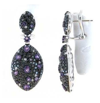 14k White Gold Womens Gemstone Earrings