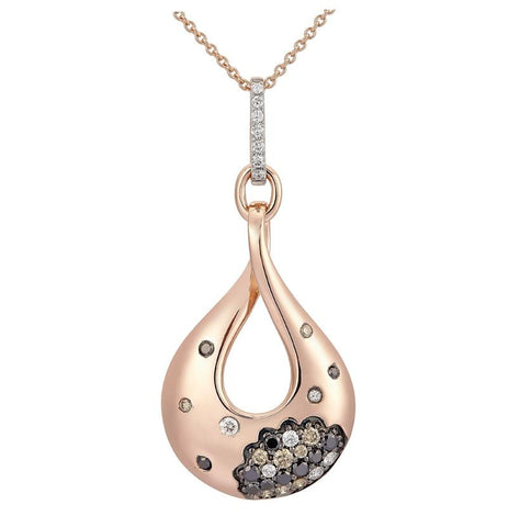 0.35 Ctw Diamond 14k Rose Gold Round Shape Womens Diamond Necklace Pendant With 16 Inch Chain