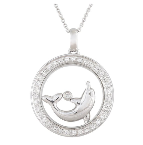 0.21 Ctw Diamond 14k White Gold Round Shape Womens Diamond Necklace Pendant With 16 Inch Chain