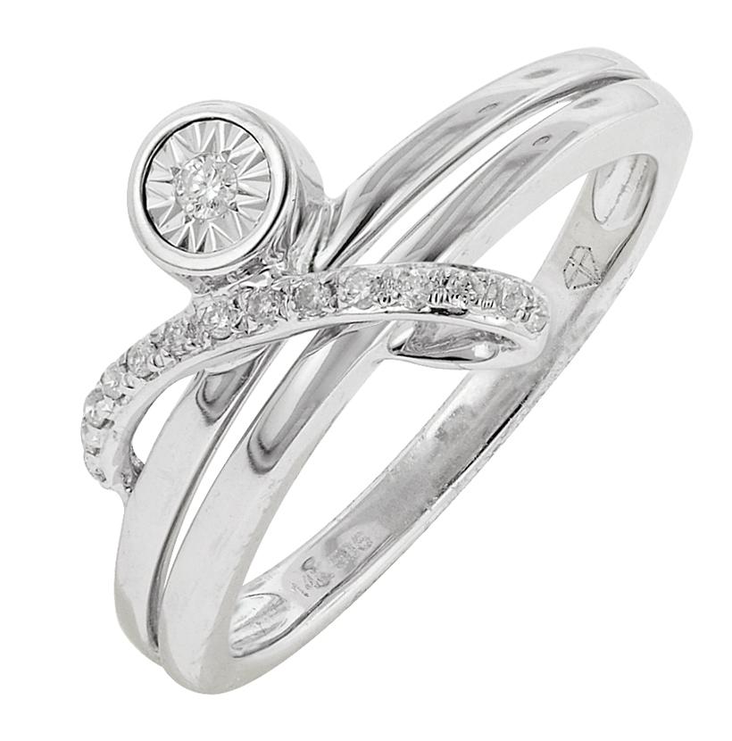 0.08 Ctw Diamond 14k White Gold Round Shape Womens Diamond Ring