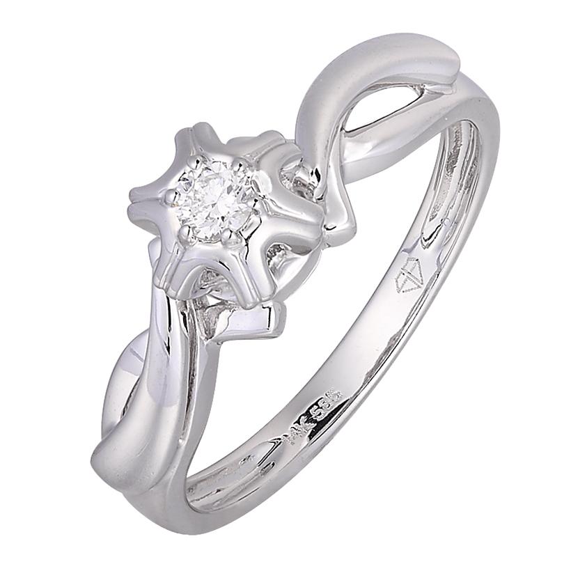 0.09 Ctw Diamond 14k White Gold Round Shape Womens Diamond Ring