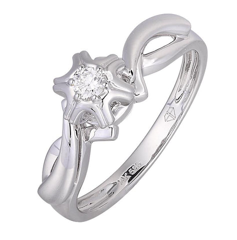 0.09 Ctw Diamond 14k White Gold Round Shape Womens Diamond Ring