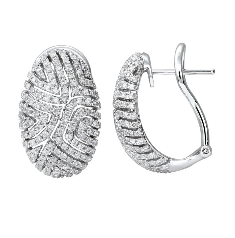 1.19 Ctw Diamond 14k White Gold Womens Diamond Earrings