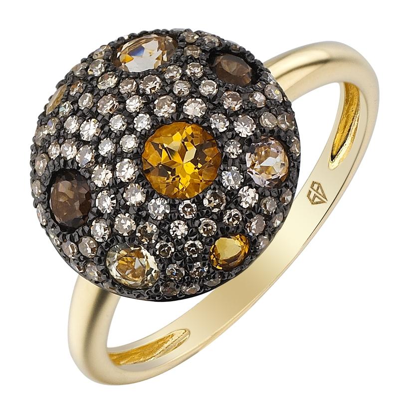 0.32 Ctw Diamond 14k Yellow Gold Multi-color Round Shape Womens Gemstone Ring