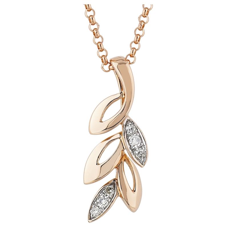 0.04 Ctw Diamond 14k Rose Gold Round Shape Womens Diamond Necklace Pendant With 16 Inch Chain