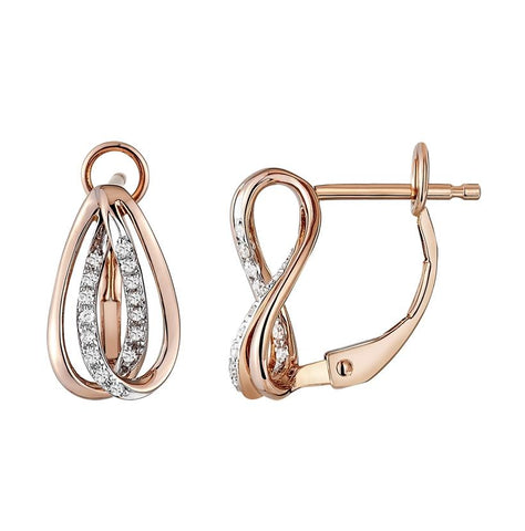 0.13 Ctw Diamond 14k Rose Gold Womens Diamond Earrings