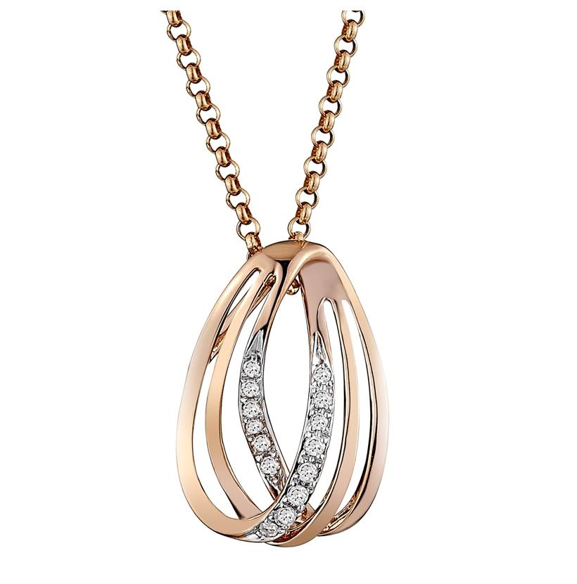 0.05 Ctw Diamond 14k Rose Gold Womens Diamond Necklace Pendant With 16 Inch Chain