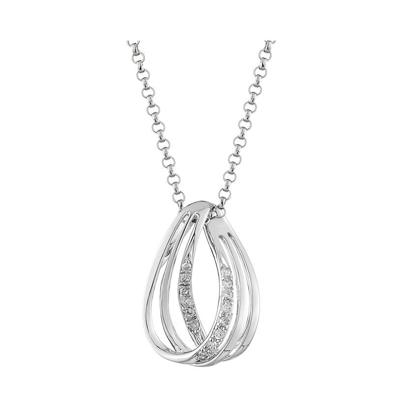 0.05 Ctw Diamond 14k White Gold Womens Diamond Necklace Pendant With 16 Inch Chain