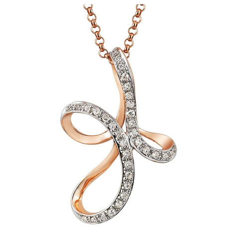 0.12 Ctw Diamond 14k Rose Gold Womens Diamond Necklace Pendant With 16 Inch Chain