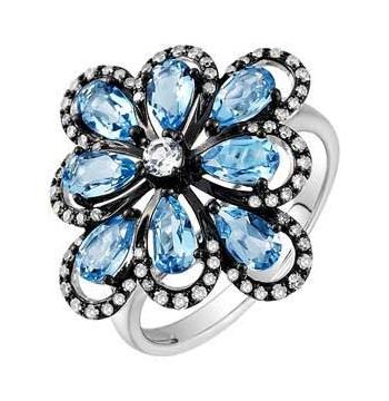 0.27 Ctw Diamond 14k White Gold Topaz Round Shape Womens Gemstone Ring