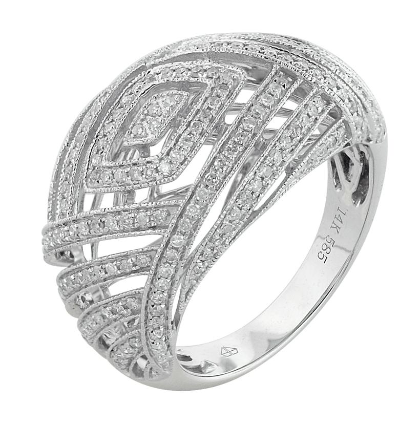0.58 Ctw Diamond 14k White Gold Round Shape Womens Diamond Ring